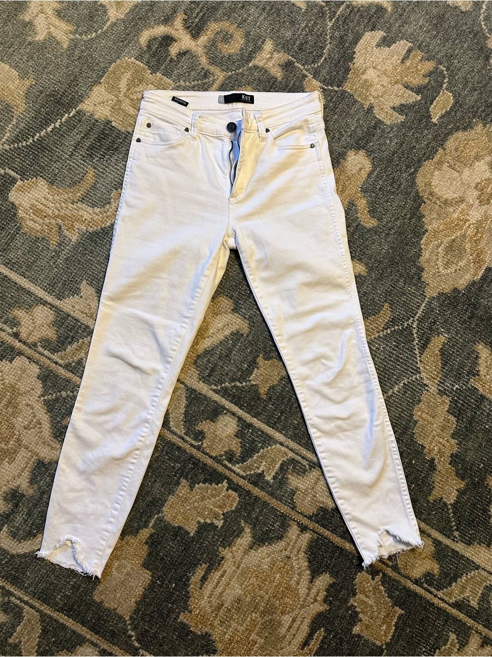 Kut from the Kloth White Raw-Hem Skinny Jeans